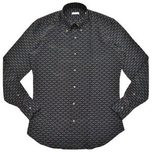 FRAY(フライ)<br>ヴィンテージプリントシルクボタンダウンカラーシャツ Eros/VS 11181002022