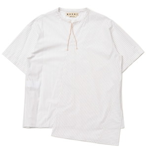 MARNI(マルニ)<br>コットンストライプアシンメトリースキッパーS/Sシャツ CUMU0040A0 11091400138