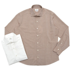 Giannetto(ジャンネット)<br>コットンシアサッカーシャドーストライプセミワイドカラーシャツ VINCI FIT/AG29130V81 11091002109