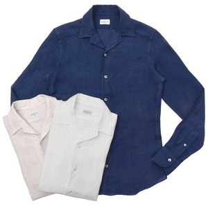 Bagutta(バグッタ)<br>ウォッシュドリネンソリッドオープンカラーシャツ JOHNNY GL/CN0045 11091001054