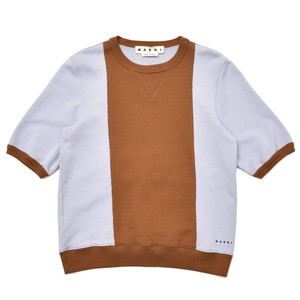 MARNI(マルニ)<br>コットンクルーネックバイカラーS/Sスウェット FUMUWGU053 12181400138