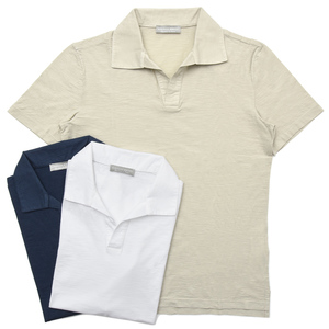 GIRELLI BRUNI(ジレッリ ブルーニ)<br>ガーメントダイマココットンスムースS/Sスキッパーカットソー F803NT 12191000022