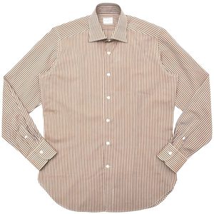 Bagutta(バグッタ)<br>コットンリネンロンドンストライプセミワイドカラーシャツ 389GL/09072 11191201054