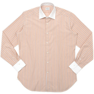 Bagutta(バグッタ)<br>コットンオルタネイトストライプセミワイドカラークレリックシャツ 389GLB/05957 11191202054