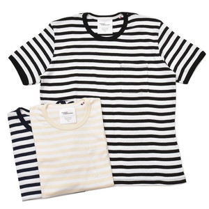 MASION CORNICHON(メゾン コルニション)<br>コットンクルーネックボーダーS/Sカットソー 12191401136