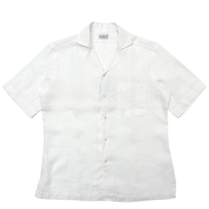 Bagutta(バグッタ)<br>ウォッシュドスーパーファインピュアリネンソリッドS/Sオープンカラーシャツ MAUI GM/0045 11091011054