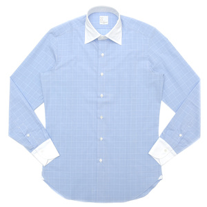 Maria Santangelo(マリア サンタンジェロ)<br>コットンジャガードグレンチェックセミワイドクレリックカラーシャツ Be/ENZO-FRANCO/PR-100 11192203115