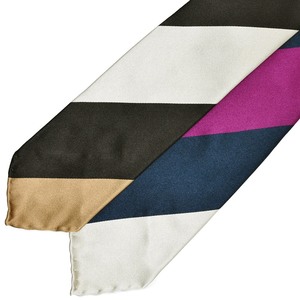 Stefano Cau(ステファノ カウ)<br>シルクサテンブロックストライプスフォデラートタイ 16166 18221209027