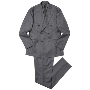 GIANFRANCO BOMMEZZADRI(ジャンフランコ ボメザドリ)<br>ウールシャークスキン6B1プリーツダブルスーツ FJ612112+1SK21/E7119D Fascia B01 17131201027