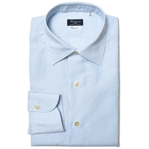 Finamore(フィナモレ)<br>VITTORIOヴィットリオ/MILANOミラノ リネンコットンストライプセミワイドカラーシャツ 11141201039