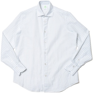 Finamore(フィナモレ)<br>LUIGIルイジ/BALIバーリ ウォッシュドコットンリネントリプルストライプワイドカラーシャツ 11041004039