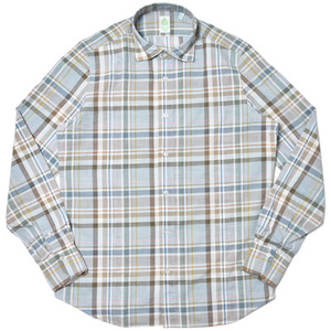 Finamore(フィナモレ)<br>LUIGIルイジ/BALIバーリ ウォッシュドコットンリネンマドラスチェックワイドカラーシャツ P4054 11041006039