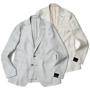 TAGLIATORE(タリアトーレ)<br>DAKARダカール リネンウールライトツィードハウンドトゥース2Bジャケット 520063 17051004054