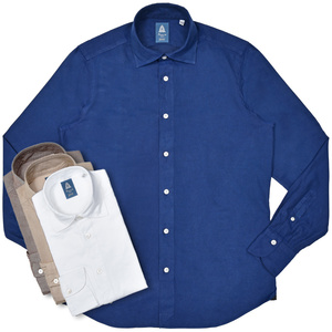 Finamore(フィナモレ)<br>LUIGIルイジ/BALIバーリ コットンライトネルワイドカラーシャツ A5061 11052003039