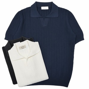 GRAN SASSO(グランサッソ)<br>オーガニックコットンジャガードS/Sスキッパーニットポロ 23139/18068 16061002035