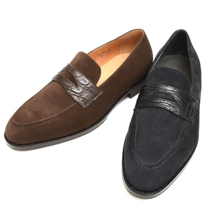 F.LLI Giacometti(フラテッリジャコメッティ)<br>カーフスエード×クロコダイルコンビローファー FG535 15092000057