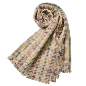 THROW(スロー)<br>DANNY リネンウールカシミアグレンチェックストール S03 18312400174